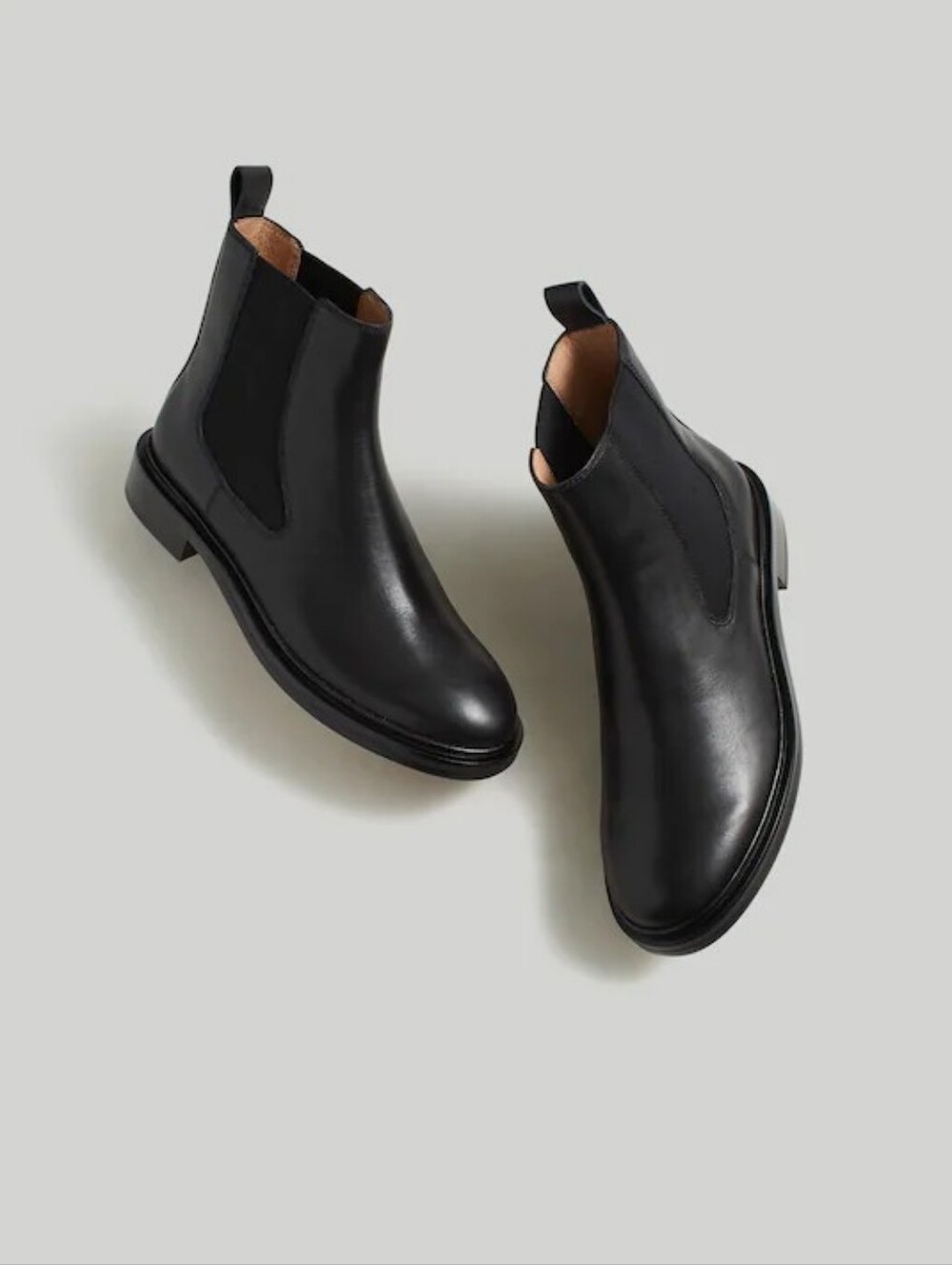 Madewell Benning Chelsea Boot Black Leather Boots Low Heel Minimalist 8